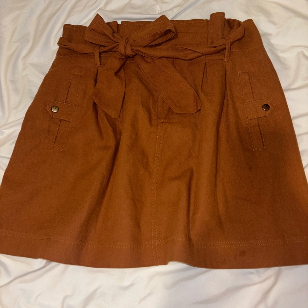 Very J Terracotta Skirt with Bow Detail
